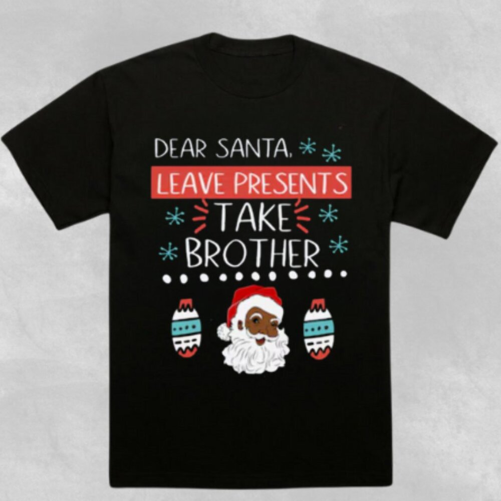 Black S4nt4 Claus Christmas Tee, Matching Family Christmas Tee